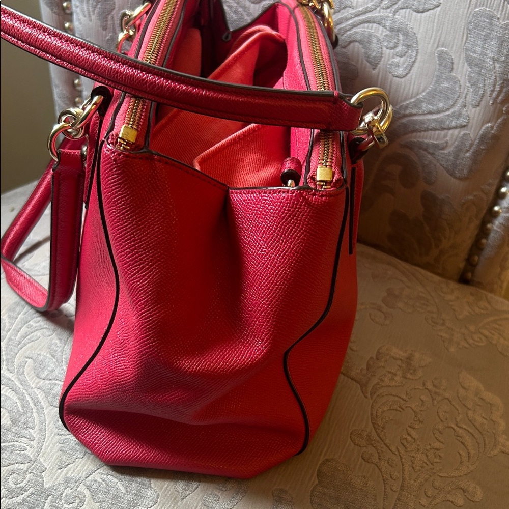 Coach Cherry Red Leather Satchel - Picture 6 of 8